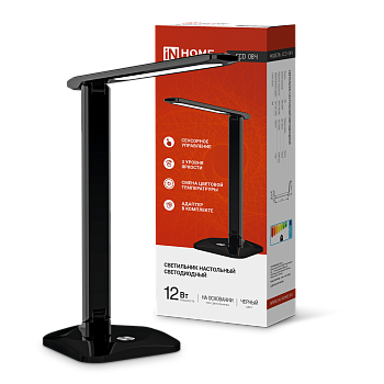 Светильник настольный светодиодный SIMPLE ССО-08Ч 12Вт 600Лм сенсор, адаптер ЧЕРНЫЙ IN HOME в Иркутске