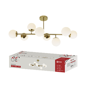 Светильник потолочный под лампу AURORA LUNA-8G9-LT 8xG9 матовые плафоны, латунный корпус IN HOME в Иркутске