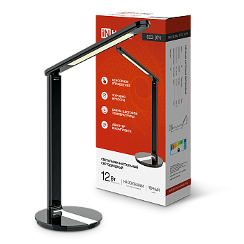 Светильник настольный светодиодный SIMPLE ССО-07Ч 12Вт 600Лм сенсор, адаптер ЧЕРНЫЙ IN HOME в Иркутске