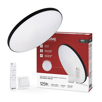 Светильник светодиодный NEO SIMPLE-125RC-BL 125Вт 230В 3000-6500K 10000Лм 460x67мм с пультом ДУ черный IN HOME в Иркутске