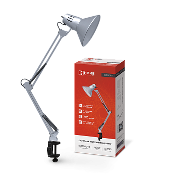 Светильник настольный под лампу на струбцине СНС 13С-E27 230В СЕРЕБРО IN HOME в Иркутске