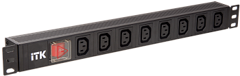 ITK PDU 8 розеток C13 с LED выключателем 1U вх. C14 без шнура в Иркутске
