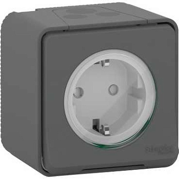 Розетка одинарная MUREVA Schneider Electric накладная с заземлением IP55 антрацит в Иркутске