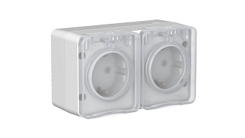 Розетка двойная AtlasDesign SE Profi54 накладная с з/к со шторками серая в Иркутске