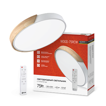 Светильник светодиодный SCANDY SIMPLE-75RCW 75Вт 230В 3000-6500K 6000Лм 400x50мм с пультом ДУ белый IN HOME в Иркутске