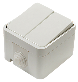 Выключатель двухклавишный AQUA белый полугерметичный 3200 IN HOME в Иркутске