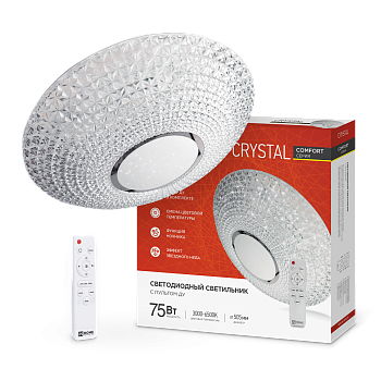 Светильник светодиодный COMFORT CRYSTAL 75Вт 230В 3000-6500K 6000Лм 500x115мм с пультом ДУ IN HOME в Иркутске