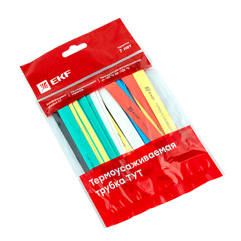 Термоусаживаемая трубка ТУТ нг 10/5 набор 7 цвет по 3 шт 100 мм EKF PROxima в Иркутске