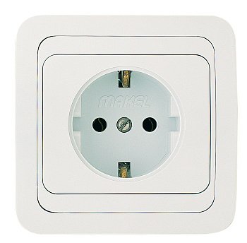 Розетка одинарная МИМОЗА MAKEL с заземлением белая в Иркутске