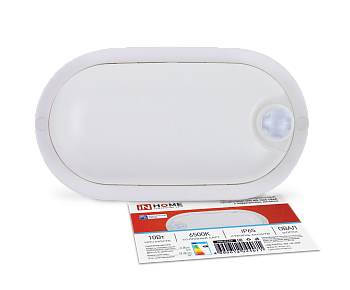 Светильник светодиодный герметичный СПП ИД-1065-ОВАЛ 10Вт 6500К 900Лм с инфракрасным датчиком IP65 160х88мм IN HOME в Иркутске