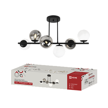 Люстра под лампу AURORA LUNA-6G9WHSM-BL 6xG9 матовые и дымчатые плафоны, черный корпус IN HOME в Иркутске