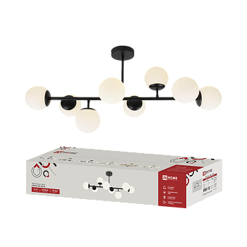 Светильник потолочный под лампу AURORA LUNA-8G9-BL 8xG9 матовые плафоны, черный корпус IN HOME в Иркутске