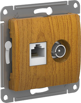 Розетка двойная ТВ+компьютерная RJ45, категории 5Е Glossa SE дуб в Иркутске