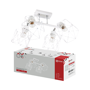 Люстра поворотная под лампу LOFT ATIKO-СLА-4E27L-WH 4хЕ27 белый, хром IN HOME в Иркутске