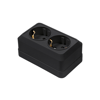 Розетка двойная с заземлением BOLLETO черная накладная 7128B IN HOME в Иркутске