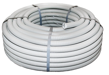 Труба гофрированная ПВХ с протяжкой d=25 мм (50 м) серая Plast EKF в Иркутске
