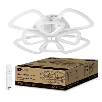 Светильник светодиодный ELEGANT SANSA-W 120Вт 230В 3000-6500K 8400Лм 650х650х130мм c пультом ДУ белый IN HOME в Иркутске