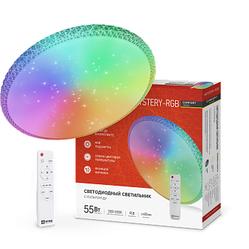 Светильник светодиодный COMFORT MYSTERY-RGB 55Вт 230В 3000-6500K 4400Лм 400x70мм с пультом дистанционного управления IN HOME в Иркутске