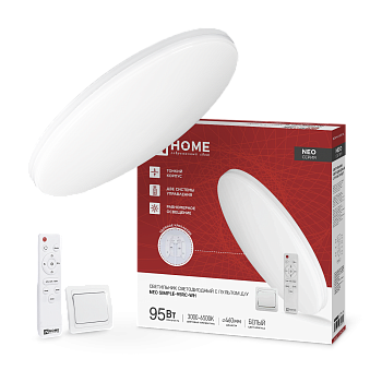 Светильник светодиодный NEO SIMPLE-95RC-WH 95Вт 230В 3000-6500K 7600Лм 460x67мм с пультом ДУ белый IN HOME в Иркутске