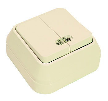 Выключатель двухклавишный накладной с подсветкой MAKEL крем в Иркутске