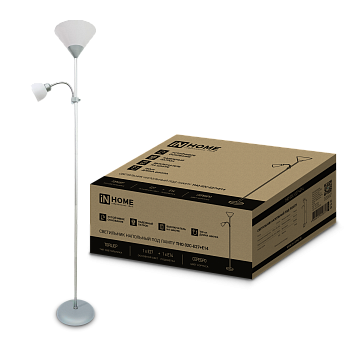 Светильник напольный под лампу ТНО 02-Е27+Е14С 230В белый плафон, серебряный корпус IN HOME в Иркутске