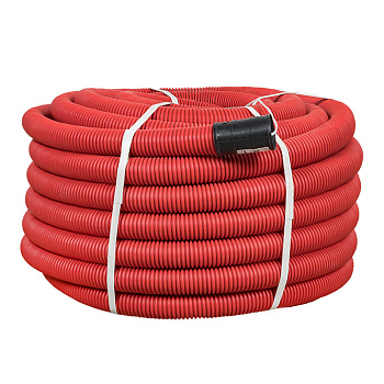 Труба гофрированная ПНД d=50 мм (50 м) двустенная красная с зондом EKF PROxima в Иркутске