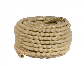 Труба гофрированная ПВХ с протяжкой d=20 мм (25 м) светлое дерево Plast EKF в Иркутске