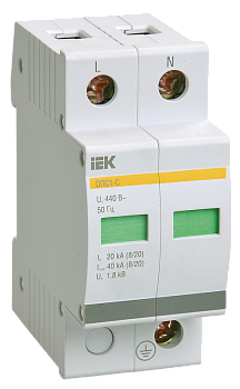 Ограничитель импульсных перенапряжений ОПС1-B 2Р In=30kA Un=400B Im=60kA IEK в Иркутске