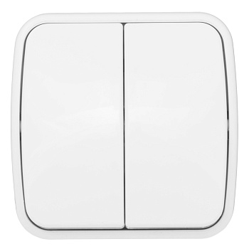 Выключатель двухклавишный НАКЛАДНОЙ Минск EKF белый в Иркутске