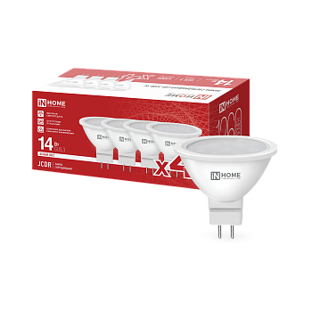 Лампа светодиодная LED-JCDR-VC 4PACK 14Вт 230В GU5.3 4000К 1260Лм (4шт./упак) IN HOME в Иркутске