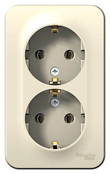 Розетка двойная BLANCA SE накладная с заземлением с изоляционной пластиной молочная в Иркутске
