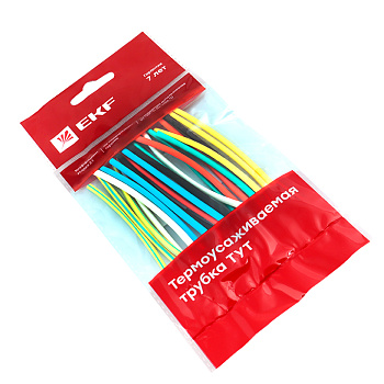 Термоусаживаемая трубка ТУТ нг 4/2 набор 7 цветов по 3 шт 100мм EKF PROxima в Иркутске