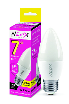 Лампа светодиодная LED-СВЕЧА 7Вт 230В Е27 3000К 560Лм NEOX в Иркутске