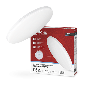 Светильник светодиодный NEO SIMPLE-9565-WH 95Вт 230В 6500K 7600Лм 460x67мм белый IN HOME в Иркутске