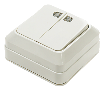 Выключатель двухклавишный с подсветкой BOLLETO белый накладной 7123 IN HOME в Иркутске