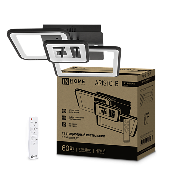 Светильник светодиодный ELEGANT ARISTO-B 60Вт 230В 3000-6500K 4700Лм 530х448х150мм пульт ДУ черный IN HOME в Иркутске