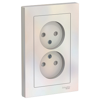 Розетка двойная AtlasDesign SE со шторкамиx жемчуг сборе в Иркутске