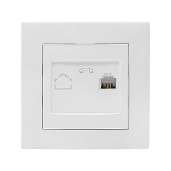 Валенсия розетка телефонная RG-11 1-местная белая EKF PROxima в Иркутске