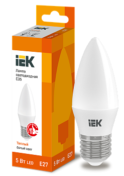 Лампа LED C35 свеча 5Вт 230В 3000К E27 IEK в Иркутске
