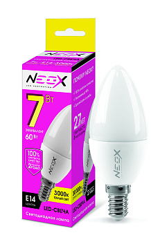 Лампа светодиодная LED-СВЕЧА 7Вт 230В Е14 3000К 560Лм NEOX в Иркутске