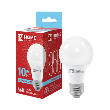 Лампа светодиодная LED-A60-VC 10Вт 230В Е27 6500К 950Лм IN HOME в Иркутске