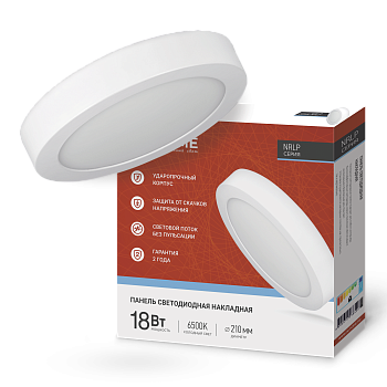 Панель светодиодная накладная круглая NRLP 18Вт 230В 6500К 1260Лм 210мм белая IP40 IN HOME в Иркутске