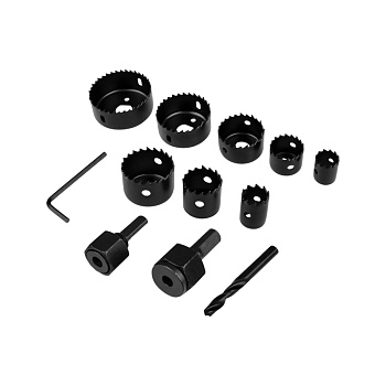 Набор коронок по дереву (19, 22, 28, 32, 38, 44, 54, 64 мм) 2 держателя с ключом Kranz в Иркутске