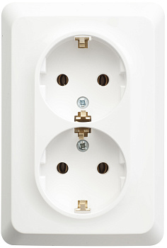Розетка двойная ЭТЮД SE с заземлением белая в Иркутске