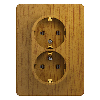 Розетка двойная Glossa SE с заземлением дуб в сборе в Иркутске