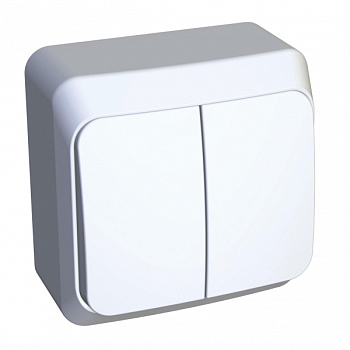 Выключатель двухклавишный ЭТЮД SE накладной белый в Иркутске