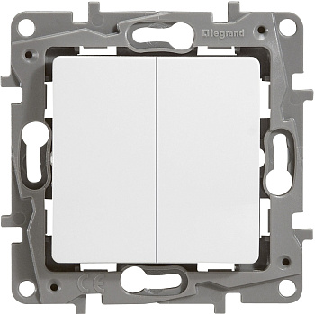 Выключатель двухклавишный ETIKA Legrand белый в Иркутске