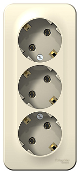 Розетка тройная BLANCA SE накладная с заземлением с изоляционной пластиной молочная в Иркутске