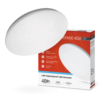 Светильник светодиодный серии DECO НОЧНОЕ НЕБО 48Вт 230В 6500К 4320Лм 380х55мм IN HOME в Иркутске