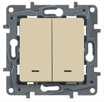 Выключатель двухклавишный ETIKA Legrand с подсветкой крем в Иркутске